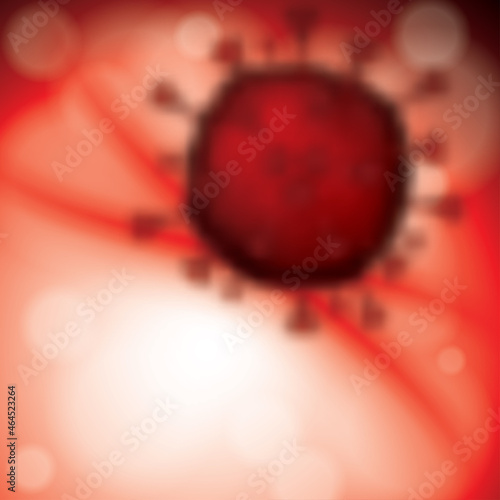 Vector illustration of Coronavirus on a blurry red background