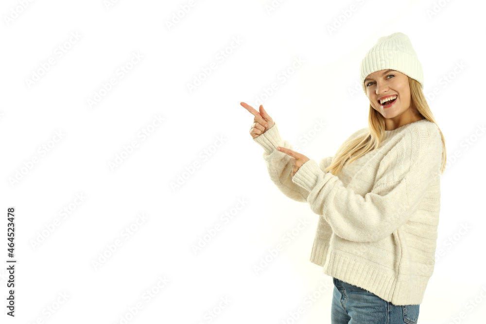 Attractive girl in winter clothes isolated on white background Attractive girl in winter clothes isolated on white background