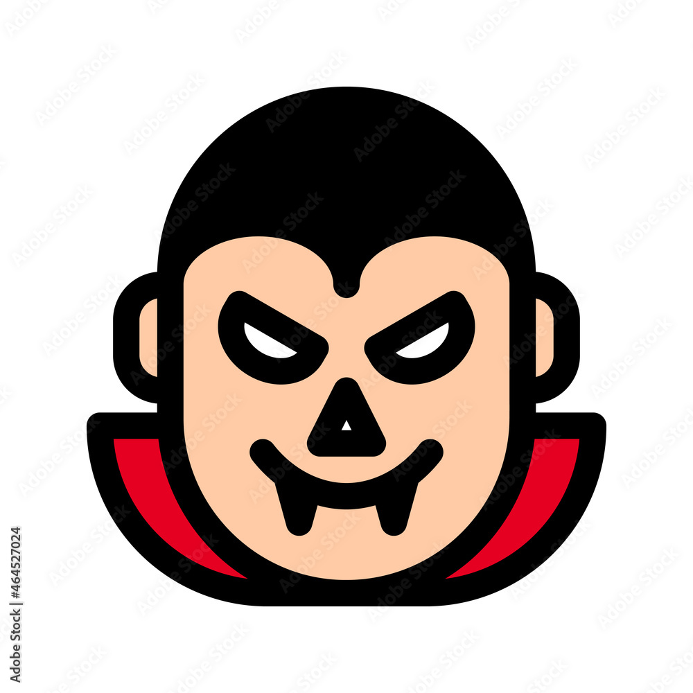 Illustration vector graphic icon of Vampire. Filled Line Style Icon. Halloween Themed Icon. Vector illustration isolated on white background. Perfect for website or application design.