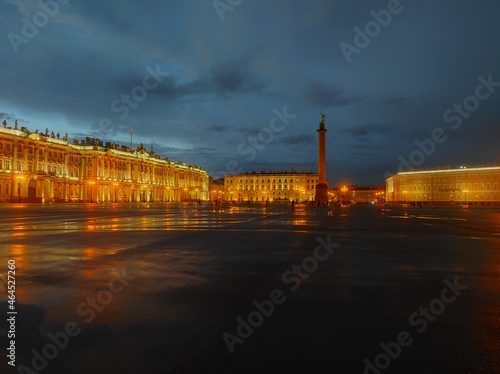 Night St. Petersburg, after the rain. The cultural capital of Russia at night.