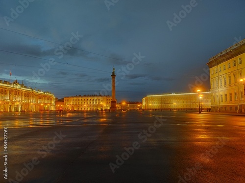Night St. Petersburg, after the rain. The cultural capital of Russia at night.