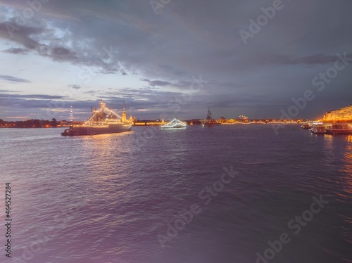 Night St. Petersburg, after the rain. The cultural capital of Russia at night.