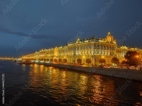 Night St. Petersburg, after the rain. The cultural capital of Russia at night.
