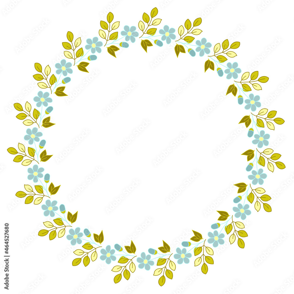 Floral frame. Flowers and leaves. Vector. Colorful element for design in doodle style.
