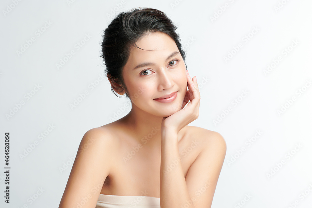 Beautiful young asian woman with clean fresh skin on white background, Face care, Facial treatment, Cosmetology, beauty and spa, Asian women portrait. Beautiful young asian woman with clean fresh skin on white background, Face care, Facial treatment, Cosmetology, beauty and spa, Asian women portrait.