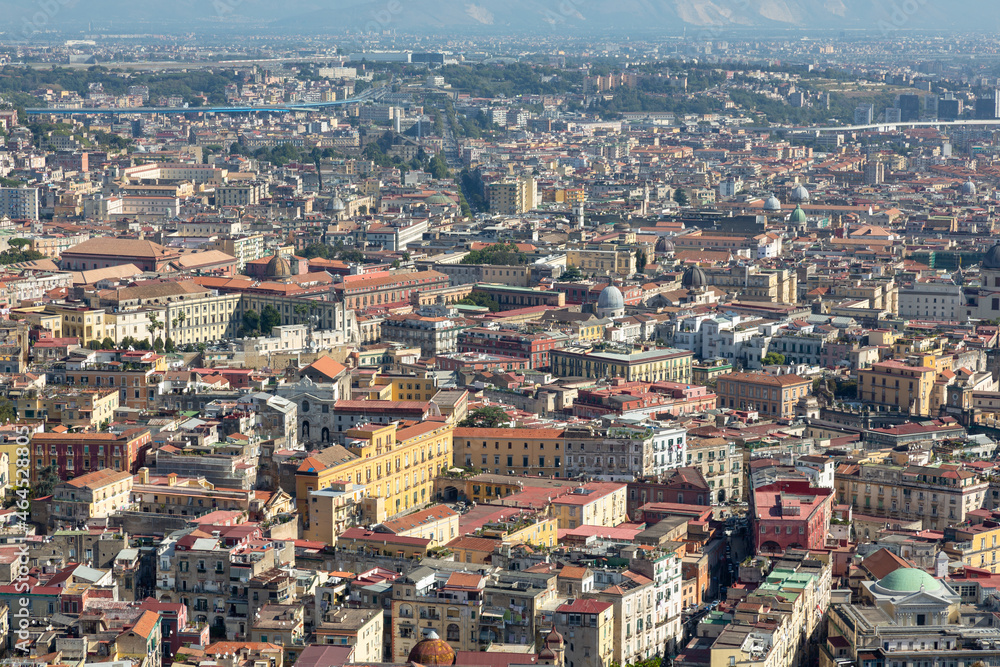 Panoramic view of the historic center of Naples, Italy
