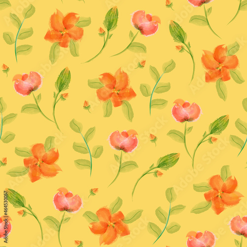 delicate seamless pattern with flowers. Vector imitation of watercolor  hand drawing. Elegant floral background for packaging  fabric  wallpaper