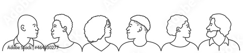 Crowd of diverse young modern men and women.