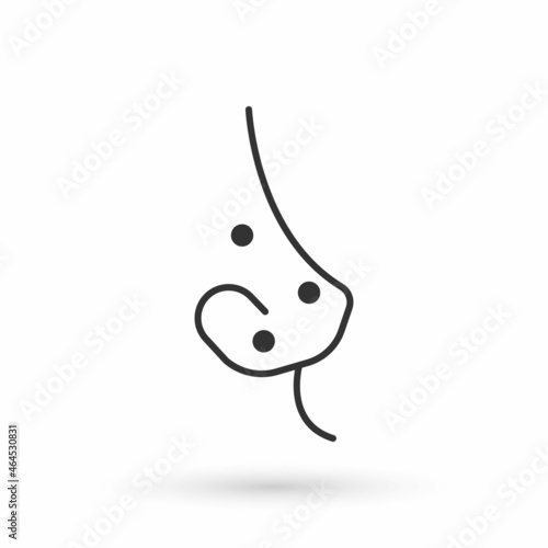 Grey Acne icon isolated on white background. Inflamed pimple on the skin. The sebum in the clogged pore promotes the growth of a bacteria. Vector