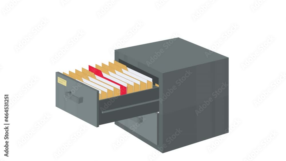Archive with documents. Animation of a drawer with folders for files, alpha channel. Cartoon Archive with documents. Animation of a drawer with folders for files, alpha channel. Cartoon