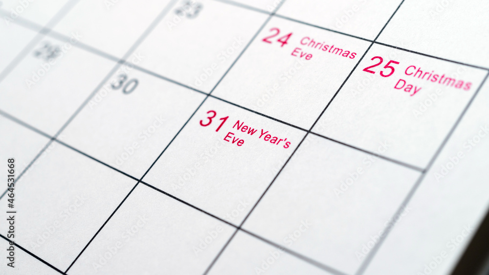 The concept of the new year on December thirty-first The concept of the new year on December thirty-first