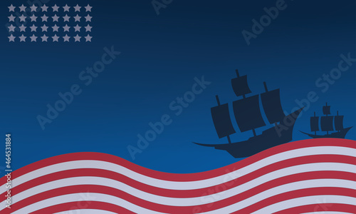 Columbus Day Background with Ship Silhouette, Copy Space Area. Suitable to be placed on content with that theme.