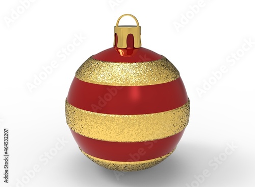 Christmas tree toys on a white background. Christmas decorations. 3d-rendering