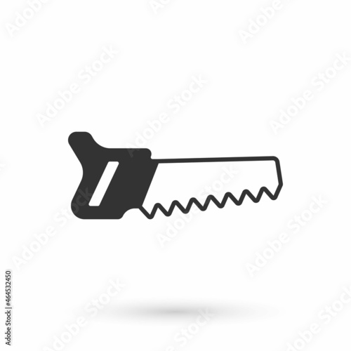 Grey Hand saw icon isolated on white background. Vector