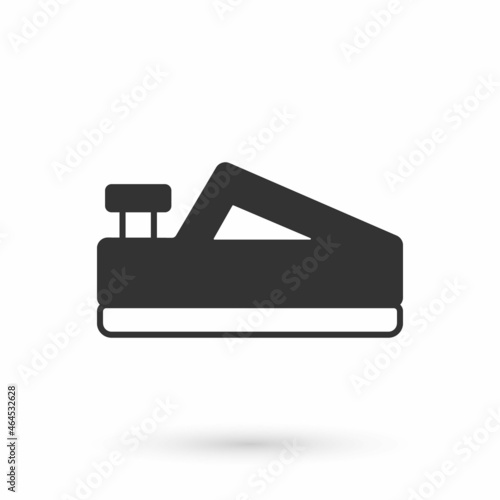 Grey Wood plane tool for woodworker hand crafted icon isolated on white background. Jointer plane. Vector