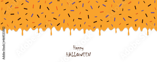 happy halloween sweet tasty melting icing background with spinkles