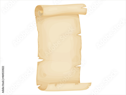 Old paper scroll. Vintage letter, certificate, treasure map or historical document. Illustration isolated on white background.