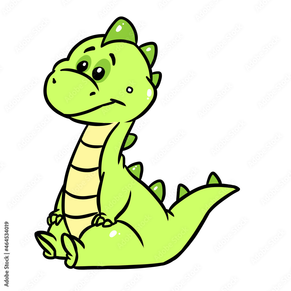 Obraz premium Little green dinosaur minimalism character illustration cartoon