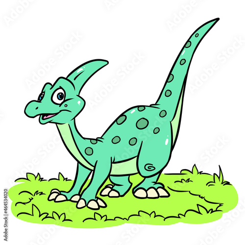Herbivorous green dinosaur smile character illustration cartoon