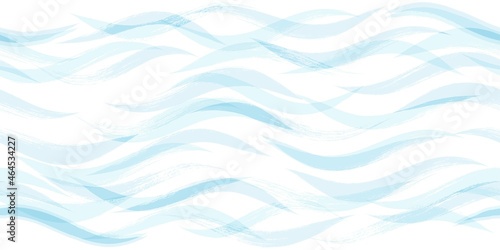 Seamless Wave Pattern, Hand drawn water sea vector background. Watercolor wavy beach brush stroke, curly grunge paint lines, modern design