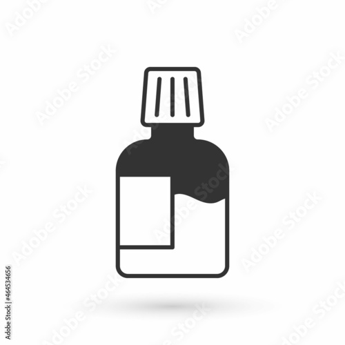 Grey Mouthwash plastic bottle icon isolated on white background. Liquid for rinsing mouth. Oralcare equipment. Vector