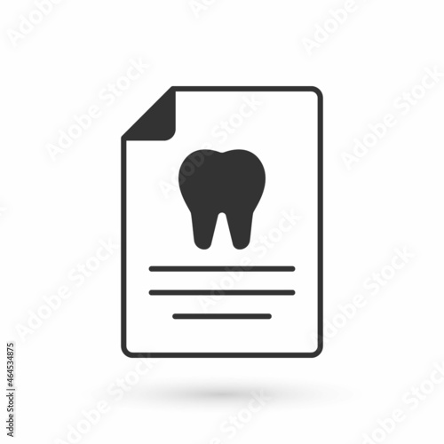 Grey Clipboard with dental card or patient medical records icon isolated on white background. Dental insurance. Dental clinic report. Vector