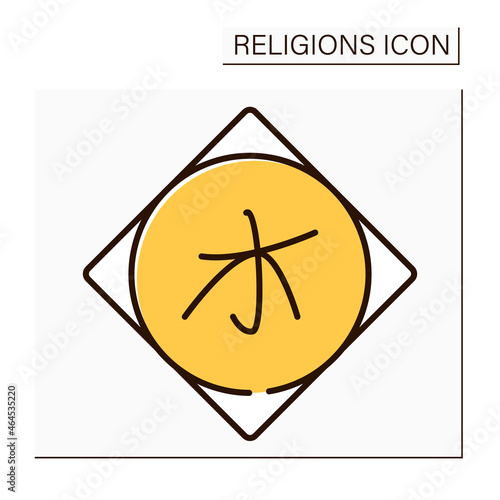 Confucianism color icon. Chinese ethical and philosophical belief.Humanistic or rationalistic religion, a way of governing and life. Religion concept. Isolated vector illustration