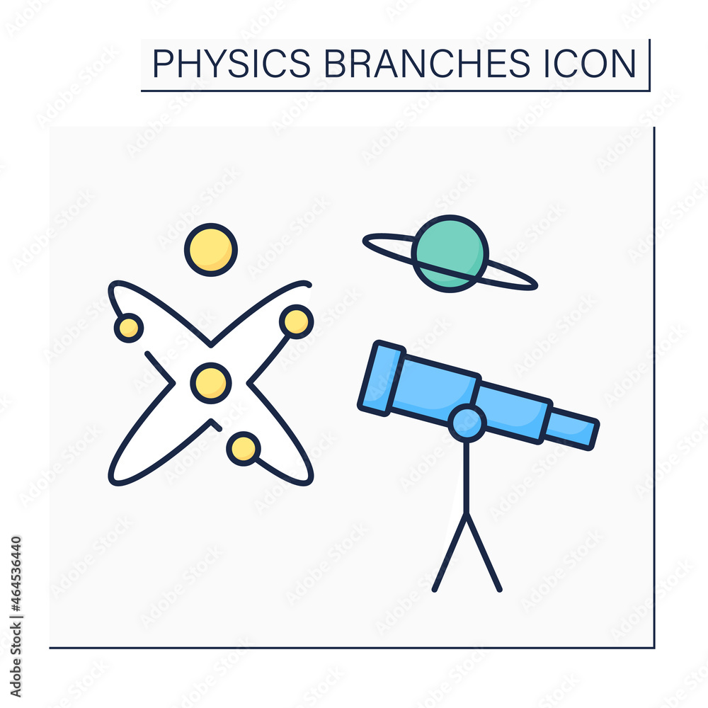 Astrophysics color icon. Space science. Physics and chemistry laws to ...