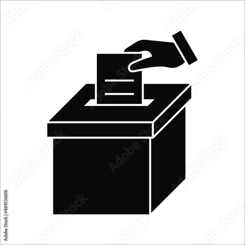 Hand voting ballot box icon, Election Vote concept, Vector illustration on white background. color editable