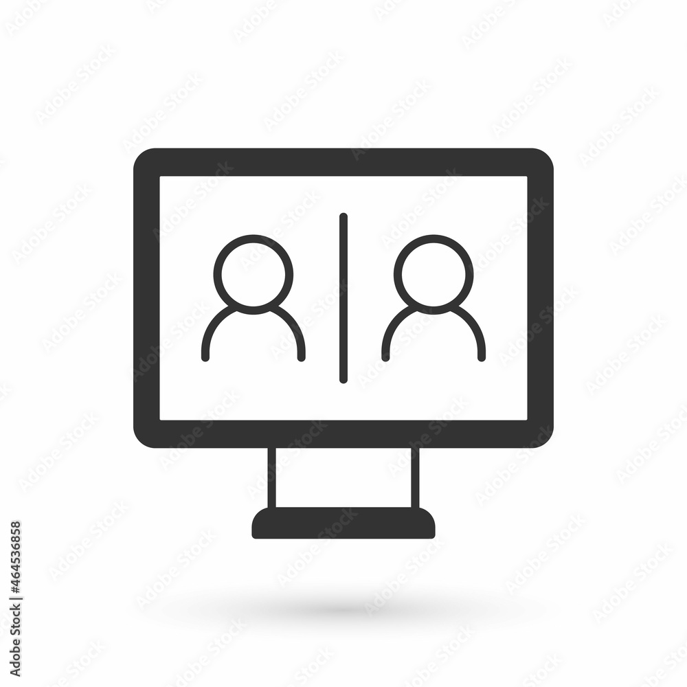 Grey Video chat conference icon isolated on white background. Online meeting work form home. Remote project management. Vector Grey Video chat conference icon isolated on white background. Online meeting work form home. Remote project management. Vector