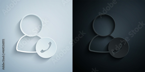 Paper cut Video chat conference icon isolated on grey and black background. Online meeting work form home. Remote project management. Paper art style. Vector