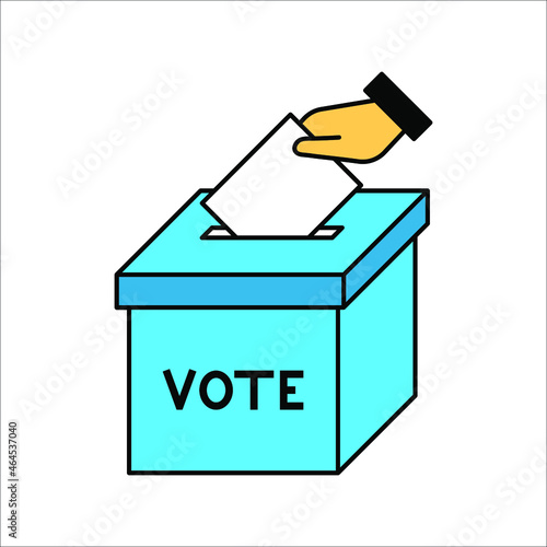 Hand voting ballot box icon, Election Vote concept, Vector illustration on white background. color editable