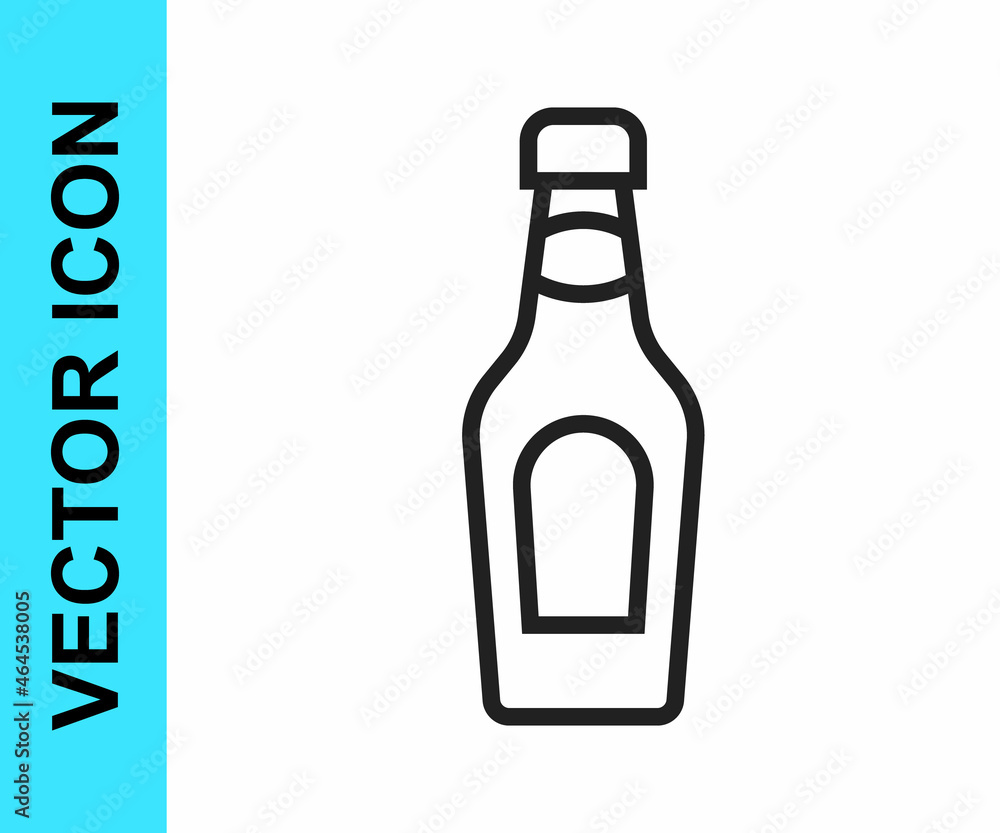 Black line Champagne bottle icon isolated on white background. Merry Christmas and Happy New Year. Vector Black line Champagne bottle icon isolated on white background. Merry Christmas and Happy New Year. Vector