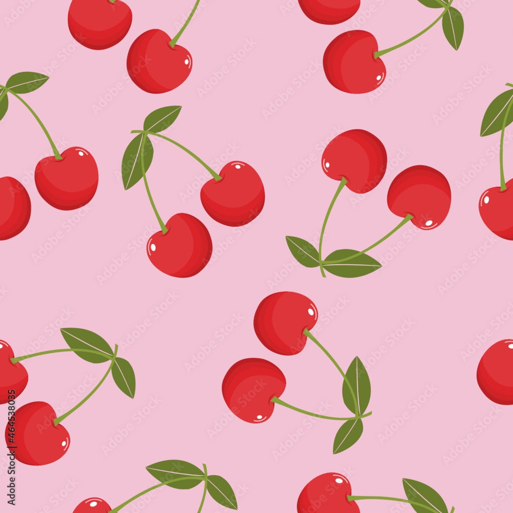 Cute cherry seamless pattern , wrapping paper, vector textile fabric print vector illustration. Cute cherry seamless pattern , wrapping paper, vector textile fabric print vector illustration.