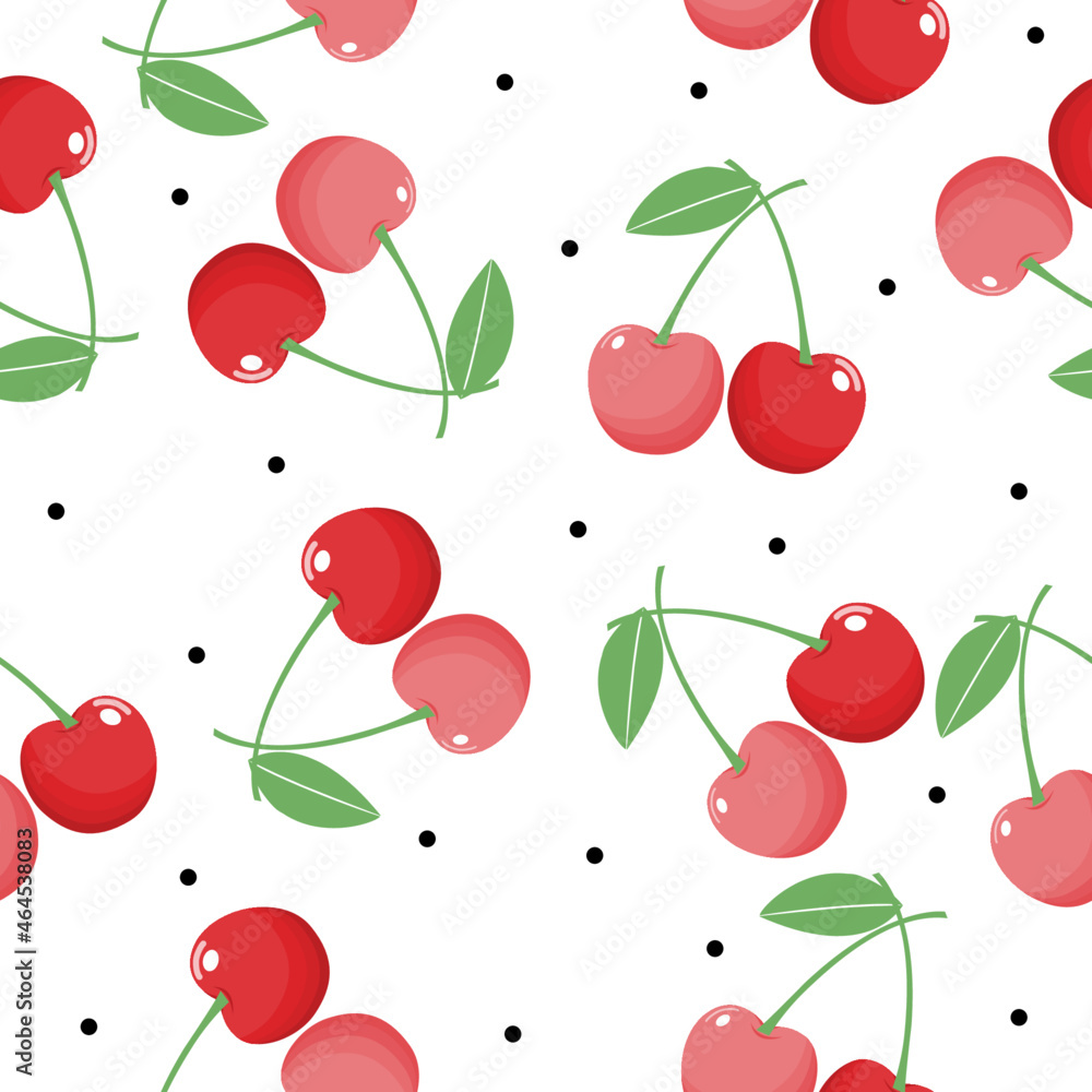 Vetor de Cute cherry seamless pattern , wrapping paper, vector textile  fabric print vector illustration. do Stock