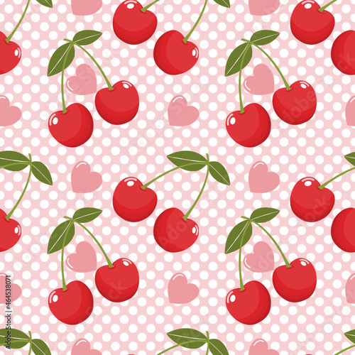Cute cherry seamless pattern , wrapping paper, vector textile fabric print vector illustration.
