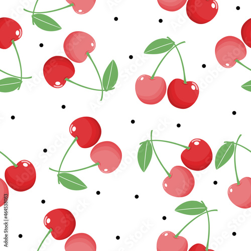Cute cherry seamless pattern , wrapping paper, vector textile fabric print vector illustration.