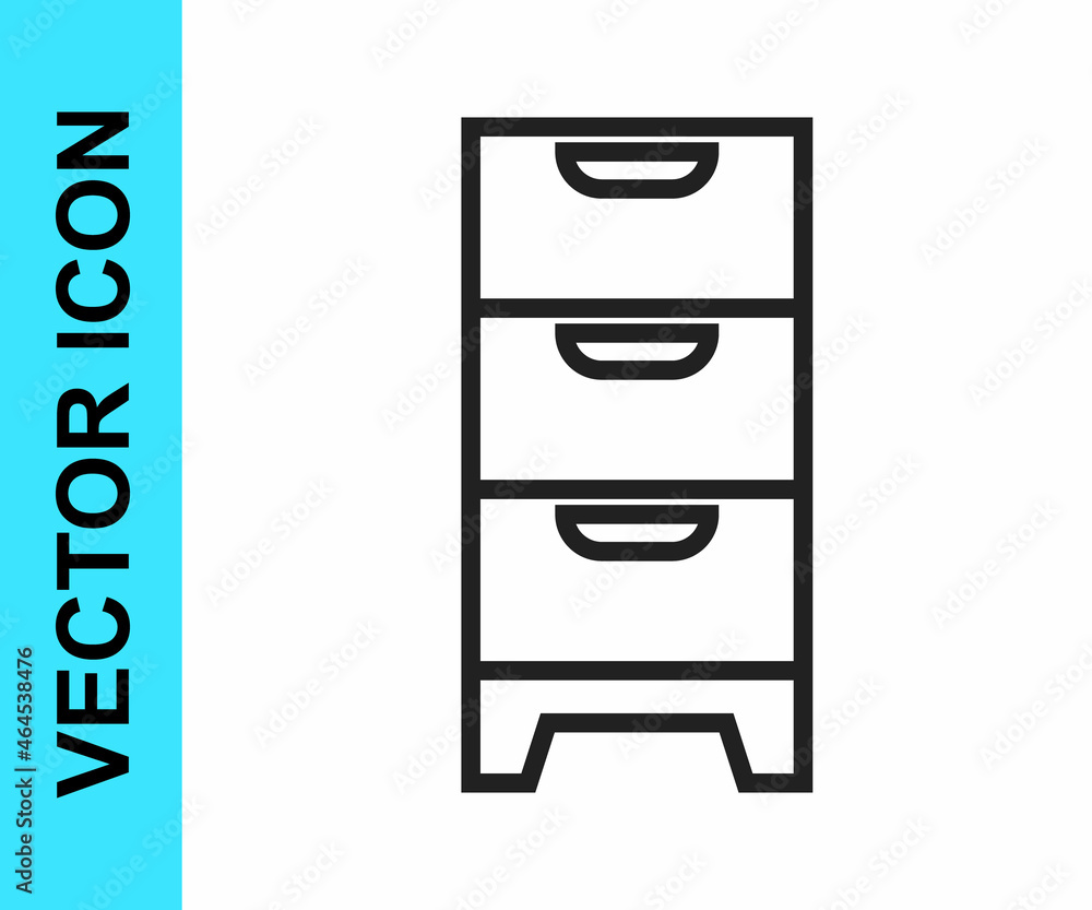 Black line Chest of drawers icon isolated on white background. Vector Black line Chest of drawers icon isolated on white background. Vector