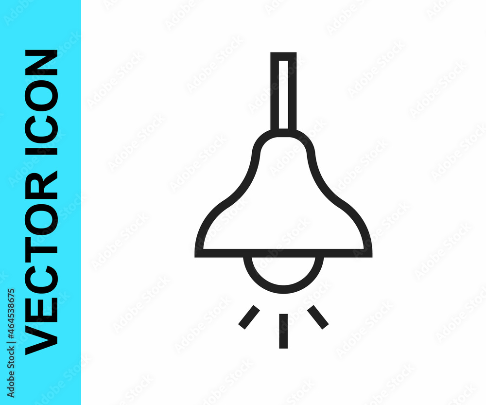 Black line Lamp hanging icon isolated on white background. Ceiling lamp light bulb. Vector Black line Lamp hanging icon isolated on white background. Ceiling lamp light bulb. Vector