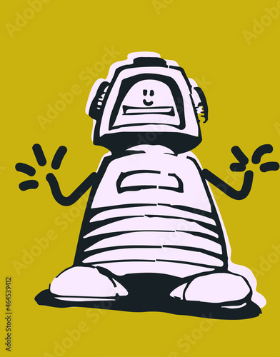 Funny computer cartoon character. Vector illustration.