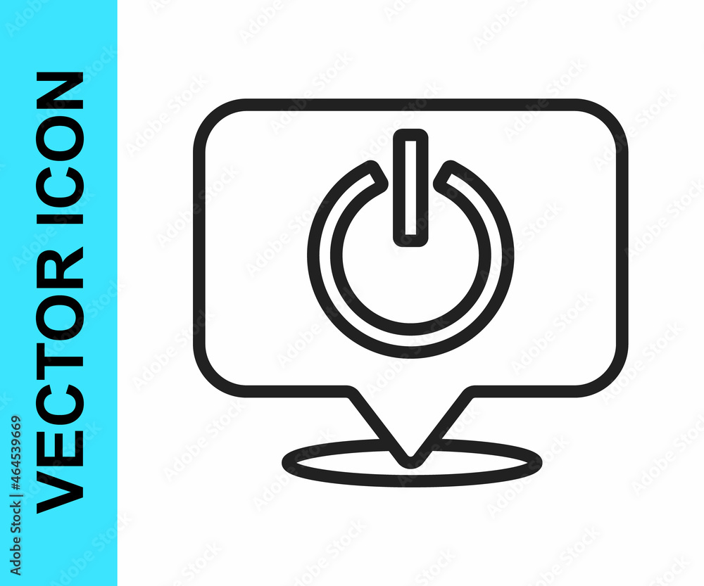 Black line Power button icon isolated on white background. Start sign. Vector