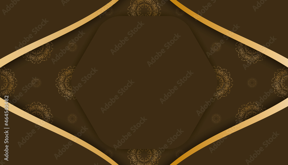Brown banner with Indian gold pattern and text space