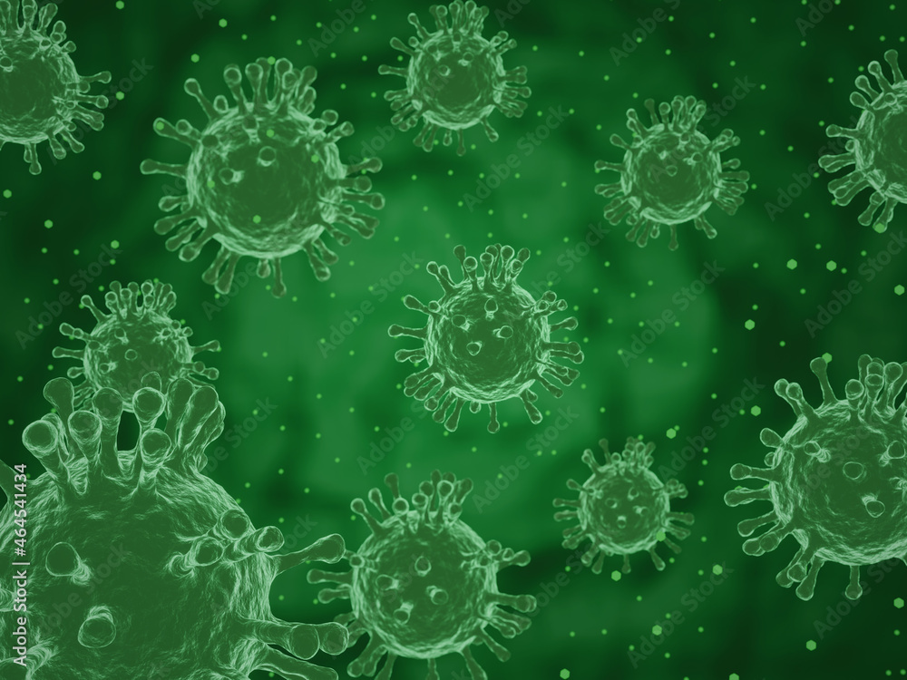 3D Luminous Green Bacteria with green background 3D Luminous Green Bacteria with green background