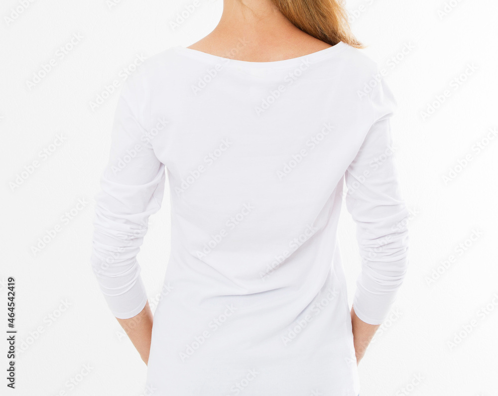 back view lady in stylish white tshirt mockup copy space close up back view lady in stylish white tshirt mockup copy space close up