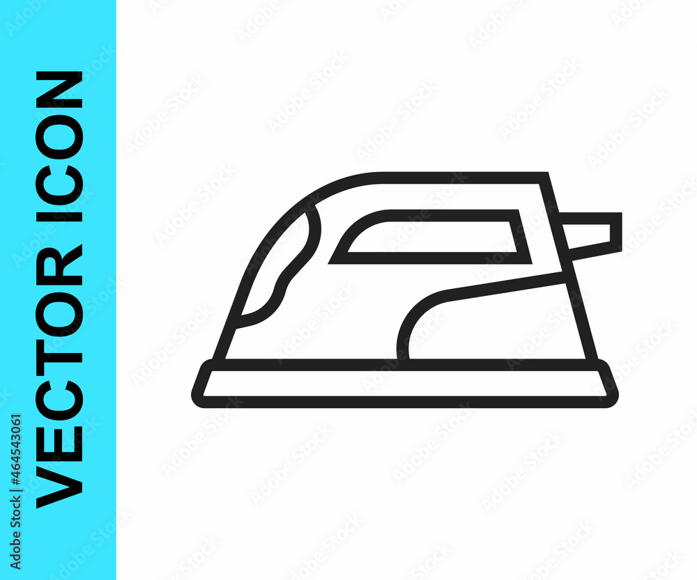 Black line Electric iron icon isolated on white background. Steam iron. Vector Black line Electric iron icon isolated on white background. Steam iron. Vector