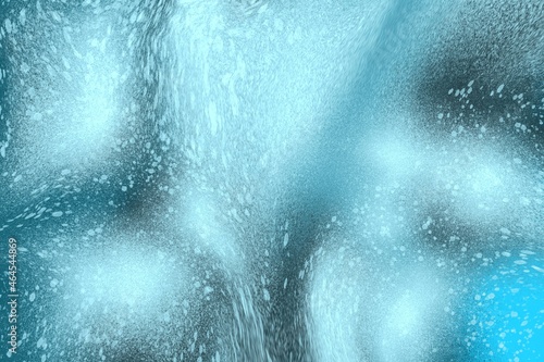 abstract blue background, water drops on the window, water flow, snow, icy stream 