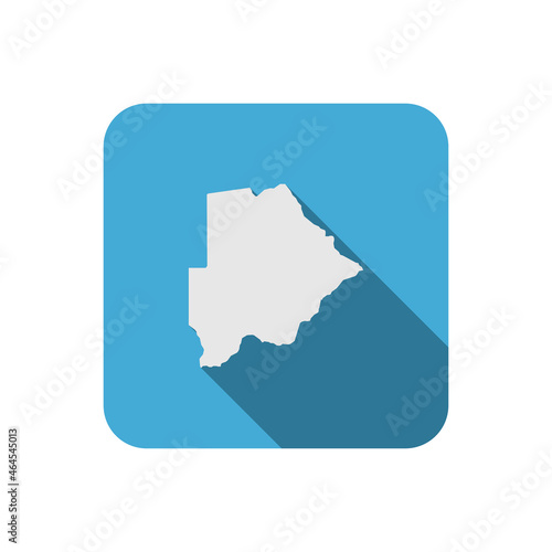 Map of Botswana on Blue square with long shadow