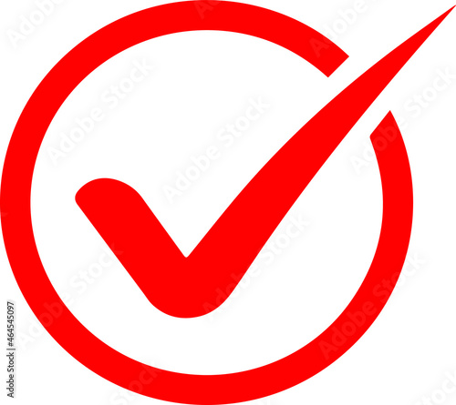 Red correct arrow symbol with white background