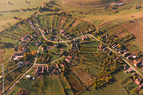 Charlottenburg,Romania the only round village in the country with a drone view. photo