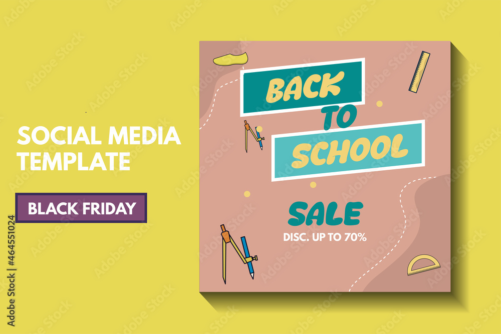 modern back to school post template with space for photo. social media